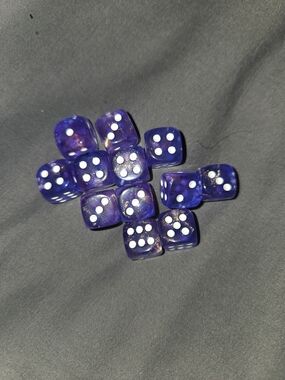 Source Unknown Purple Translucent Dice Set with White Pips - 12 Pieces